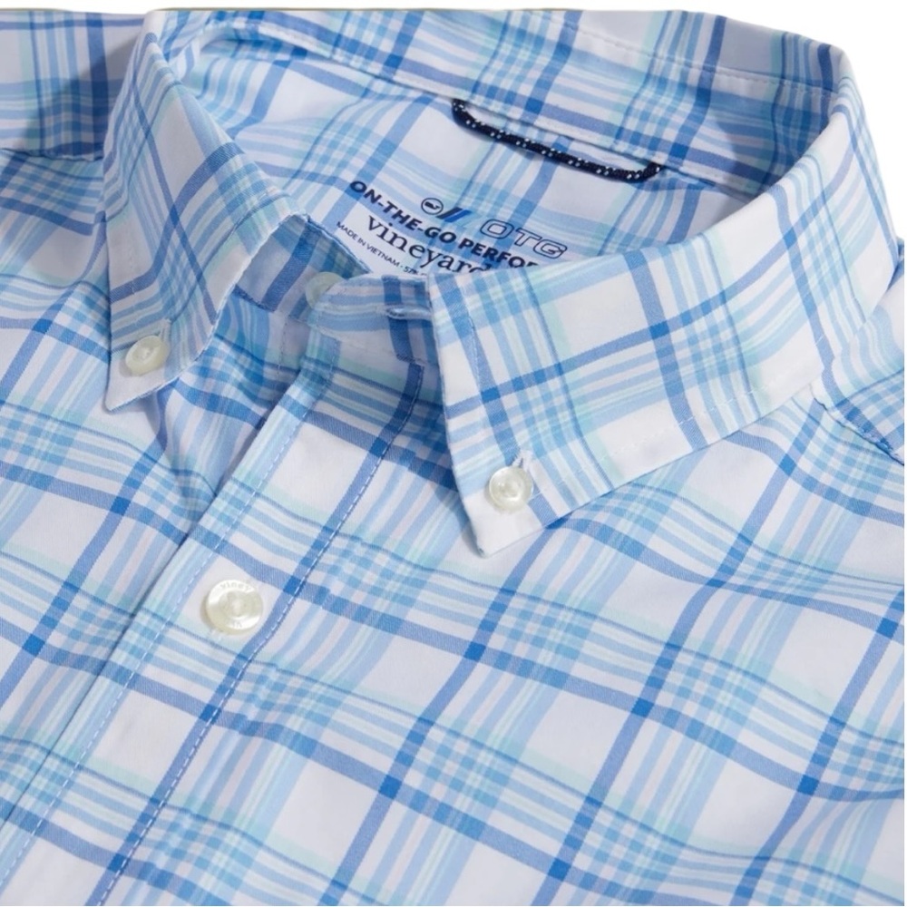 Vineyard Vines On-The-Go BRRR plaid LS performance shirt Island Paradise | XS
